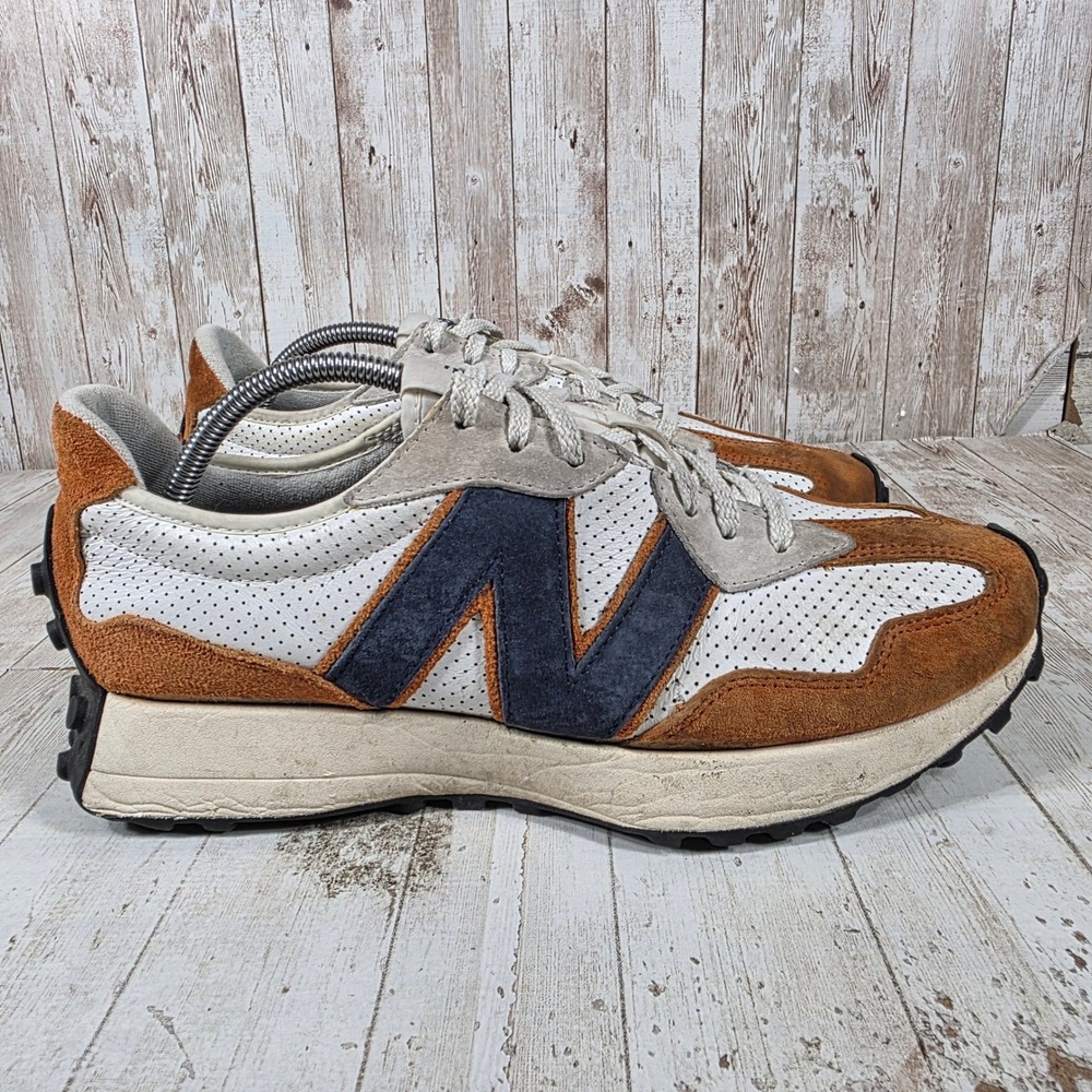 New Balance 327 Mens Sneakers White Rust Brown Navy‎ Blue MS327PR Size 11 D